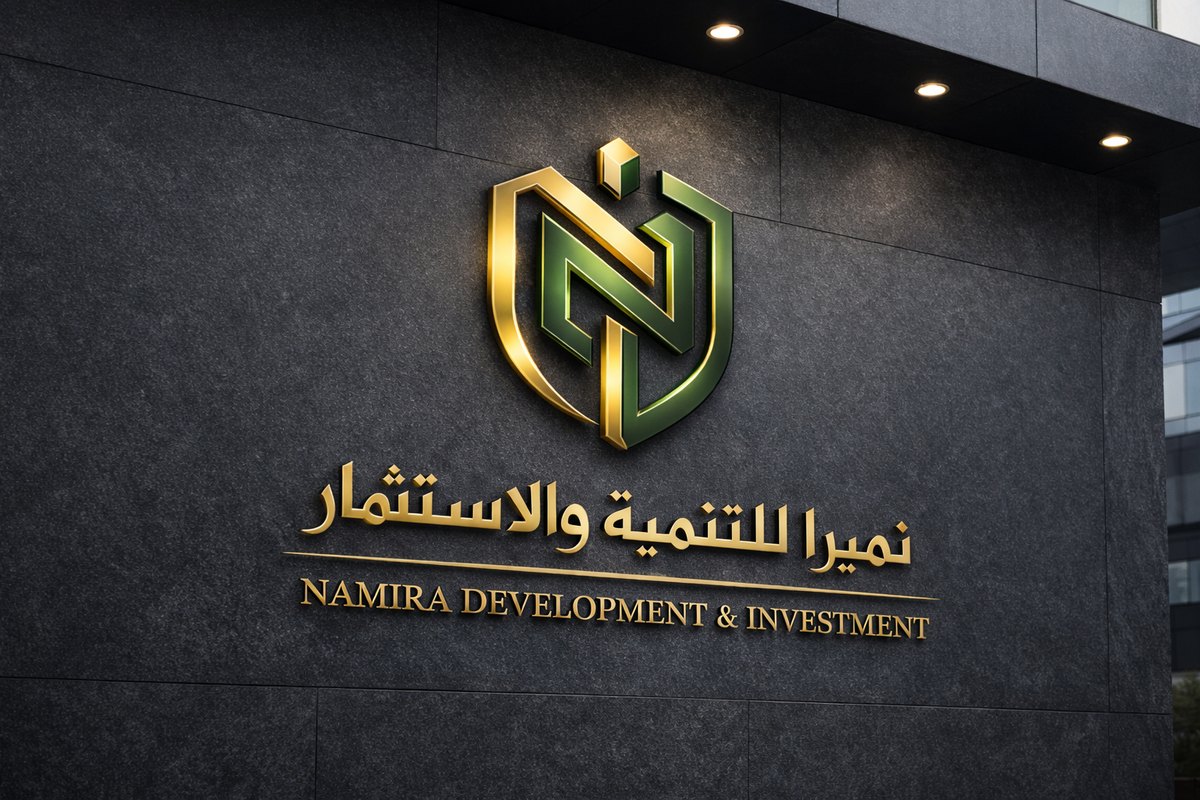 شعار نميرا للتنمية والاستثمار على جدار المقر